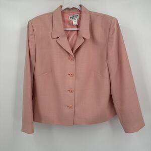 Pendleton Womens Vintage Wool Blazer Size 18W Pink Micro Houndstooth Academia